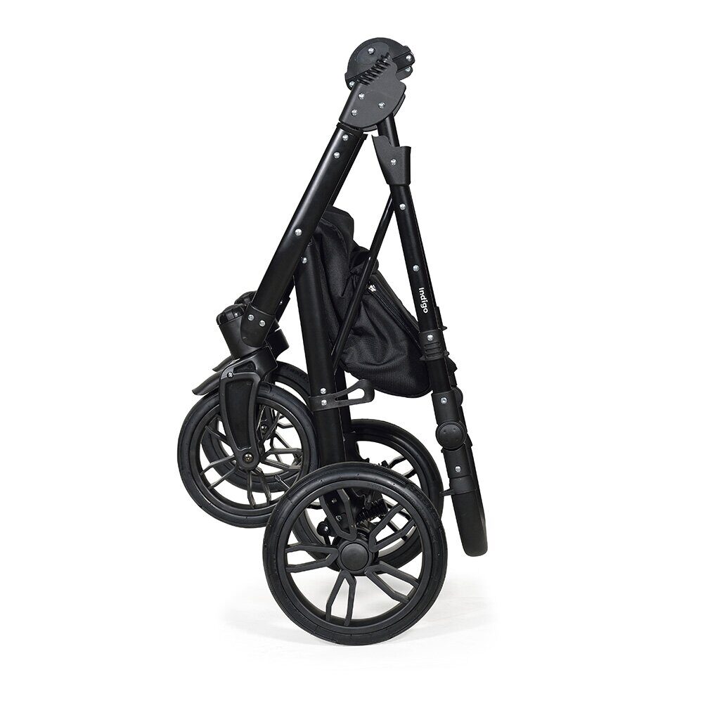 Коляска MIO+F 3в1 (Indigo) (Mi 02 (св.бежевая кожа+св.бежевый узор))