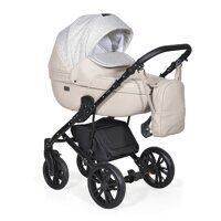 Коляска MIO+F 3в1 (Indigo) (Mi 02 (св.бежевая кожа+св.бежевый узор))